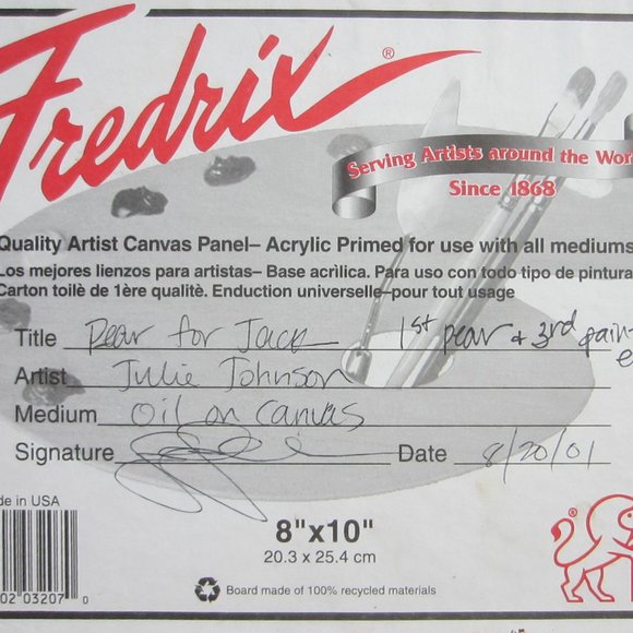 Still Life Fruit Oil on Canvas Board by Julie Johnson Titled Pear For Jack - Picture 3 of 7